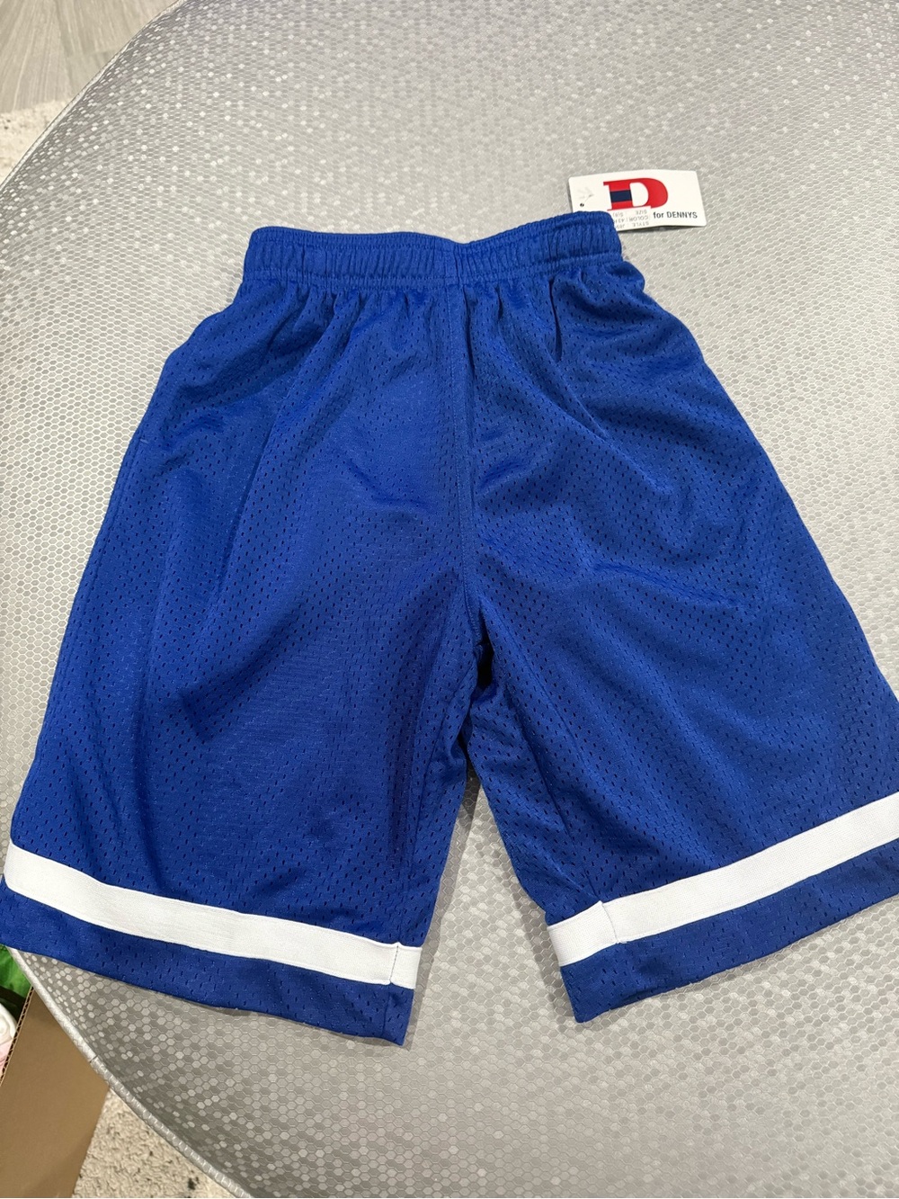 Denny’s Youth Royal Blue Mesh Athletic Shorts with White Hem